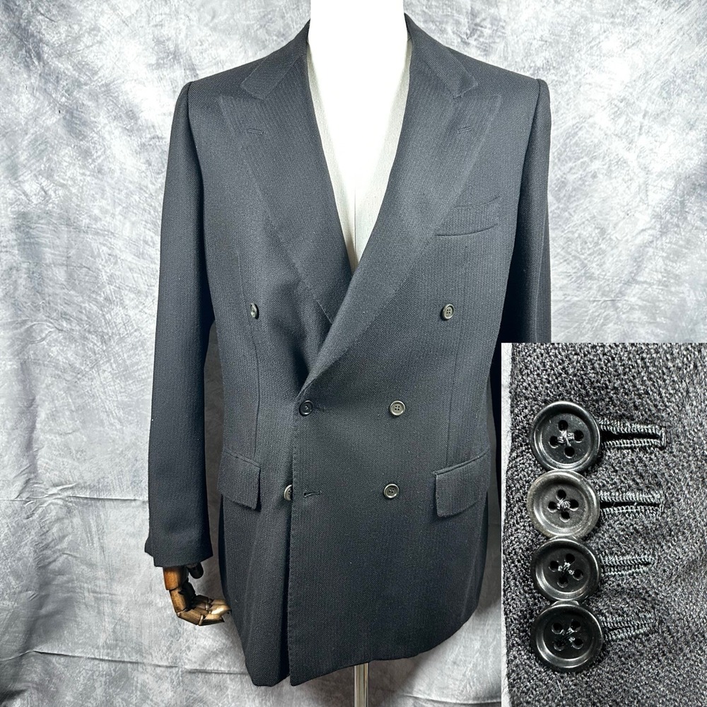Kiton Napoli 100% Cashmere Double Breasted Blazer Jacket Sz EU51 Drop 7R Italy
